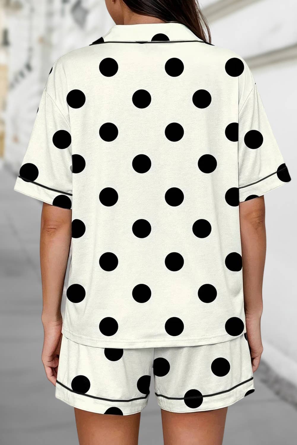 Polka Dot Print Drawstring 2pcs Pajama Set