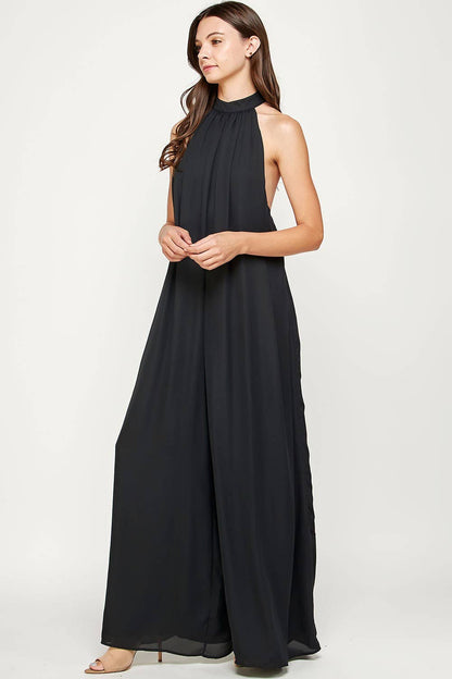 Halter Neck Flared Jumpsuit
