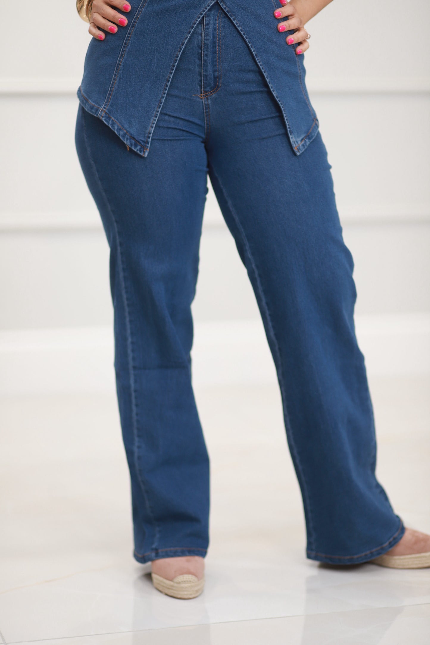 Golden Denim Vest And Pants SET
