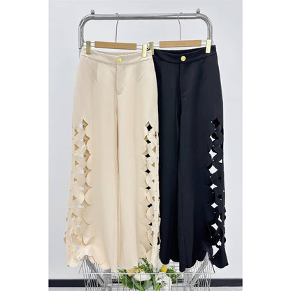 Ivory Sculpted Cutout Palazzo Pants