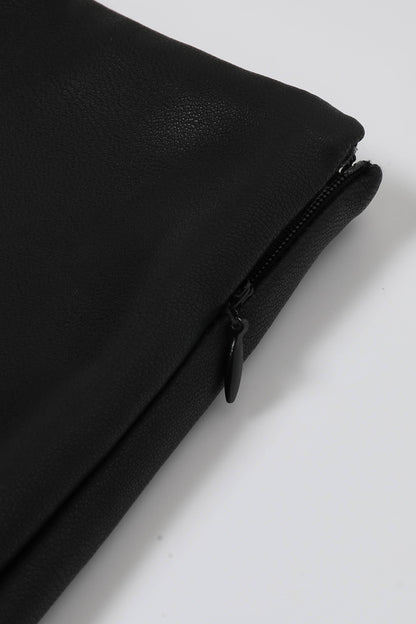 Faux Leather Pleated Midi Skirt