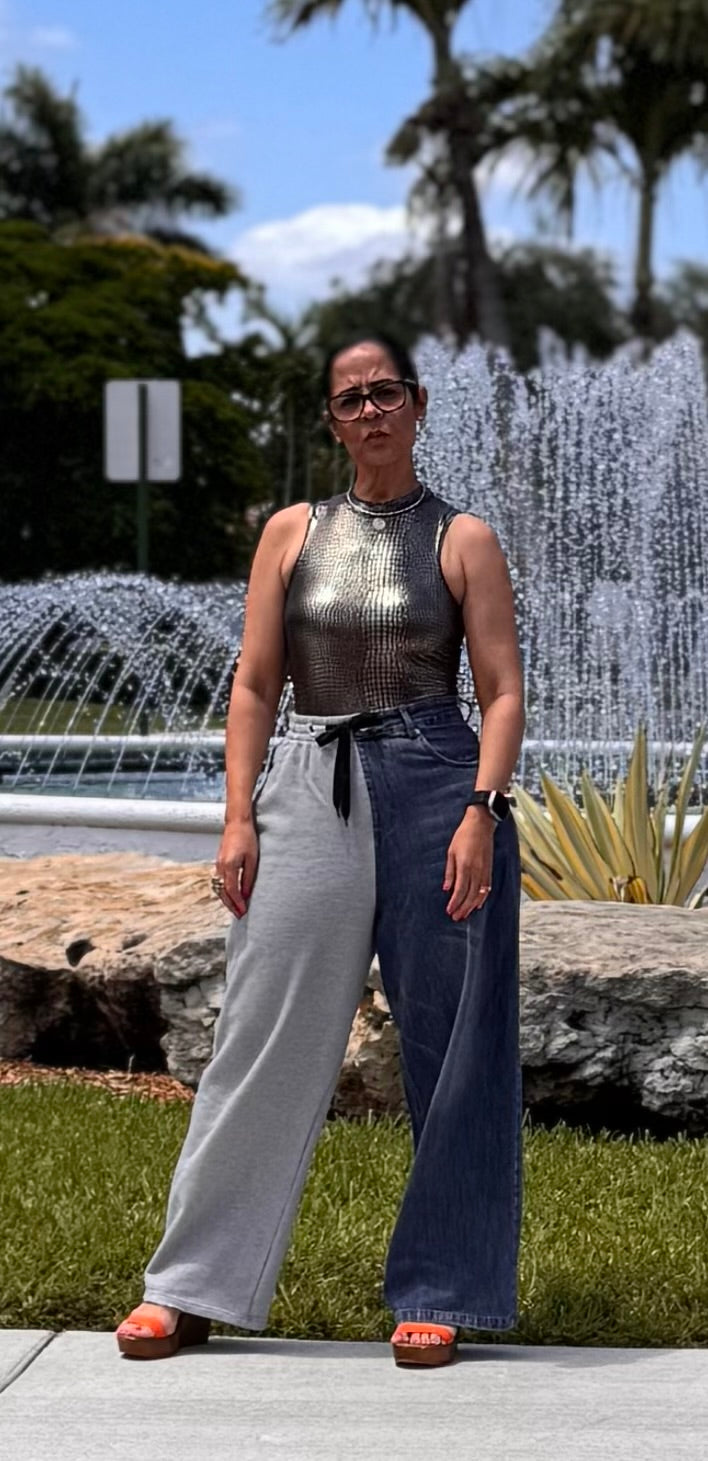 DOUBLE CONTRAST JEAN PANTS