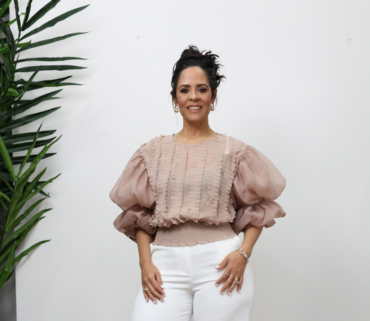 Blush elegance Ruffle Blouse