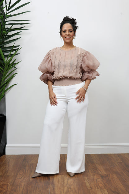 Blush elegance Ruffle Blouse