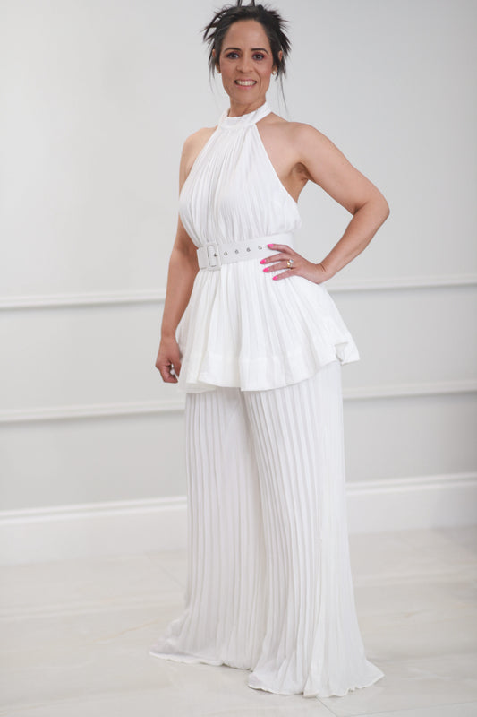 Bladimira 2Pcs Pleated pants and Top SET