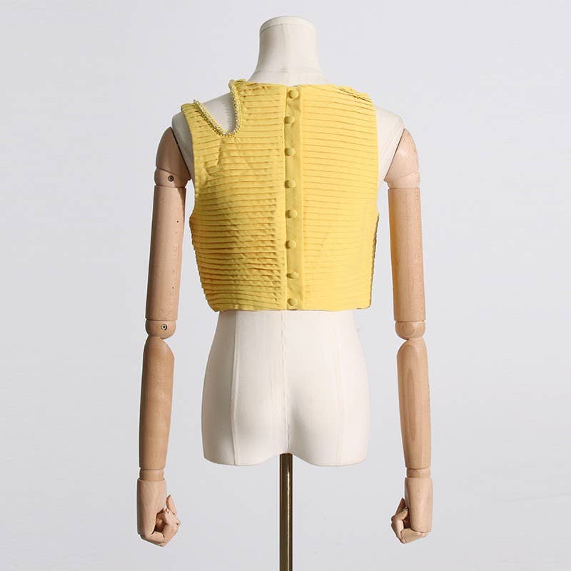 SET083 Sultry Wrap-Top & Pleated Skirt Ensemble