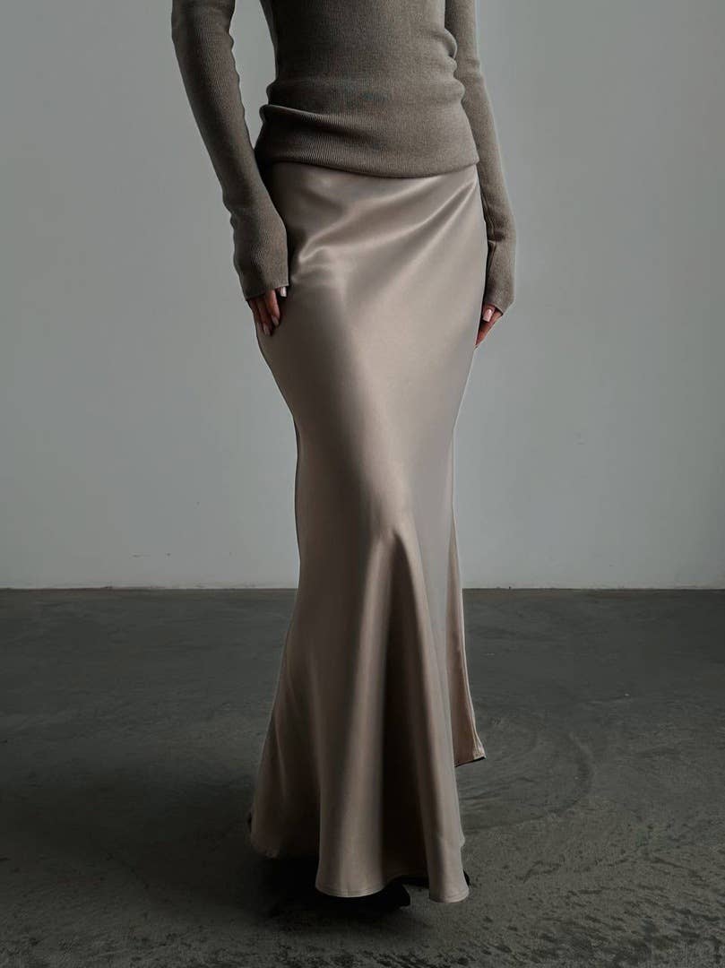 Satin High-Waist Maxi Skirt