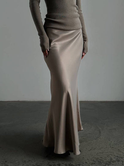 Satin High-Waist Maxi Skirt