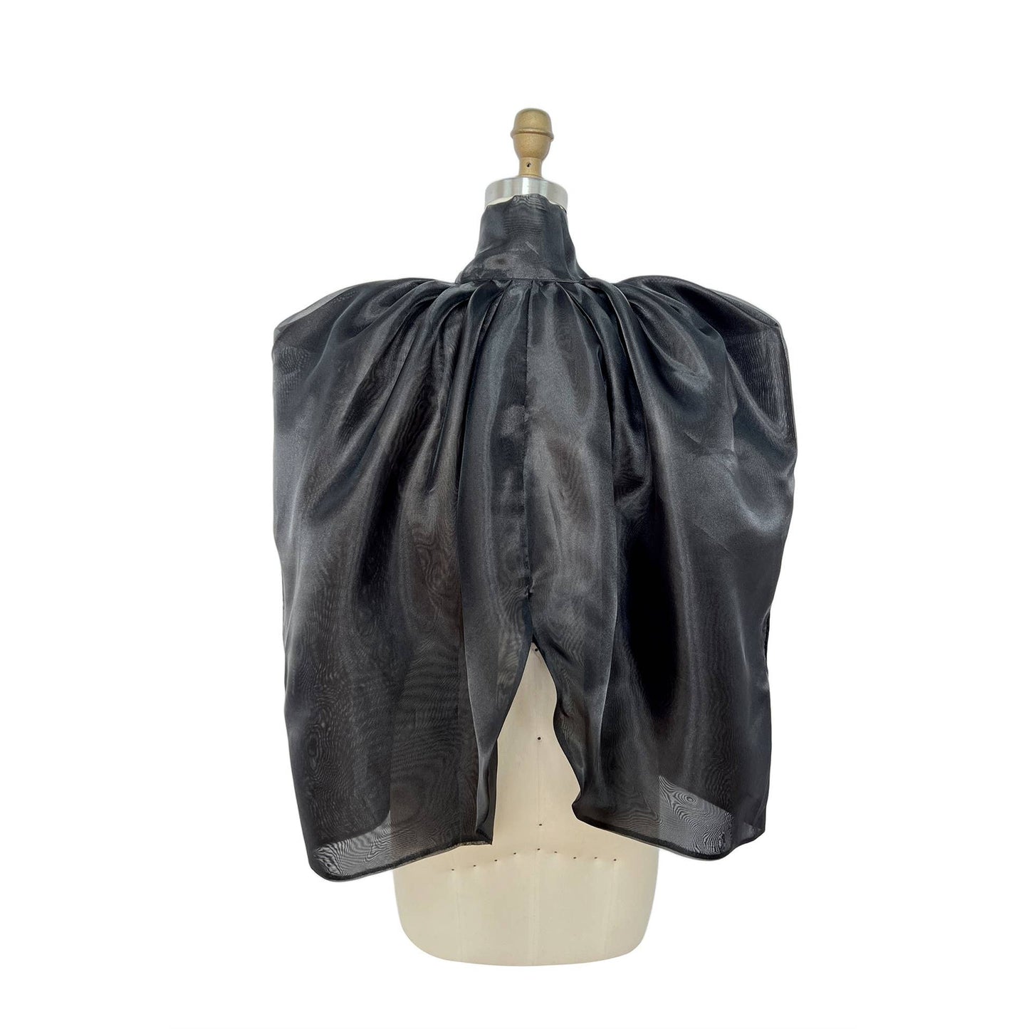 Sheer Organza Bow Tie Cape-Style Blouse