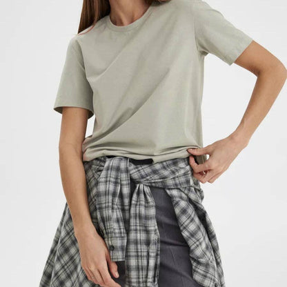 Cotton Crew Neck T-Shirt Short Sleeve Casual Top