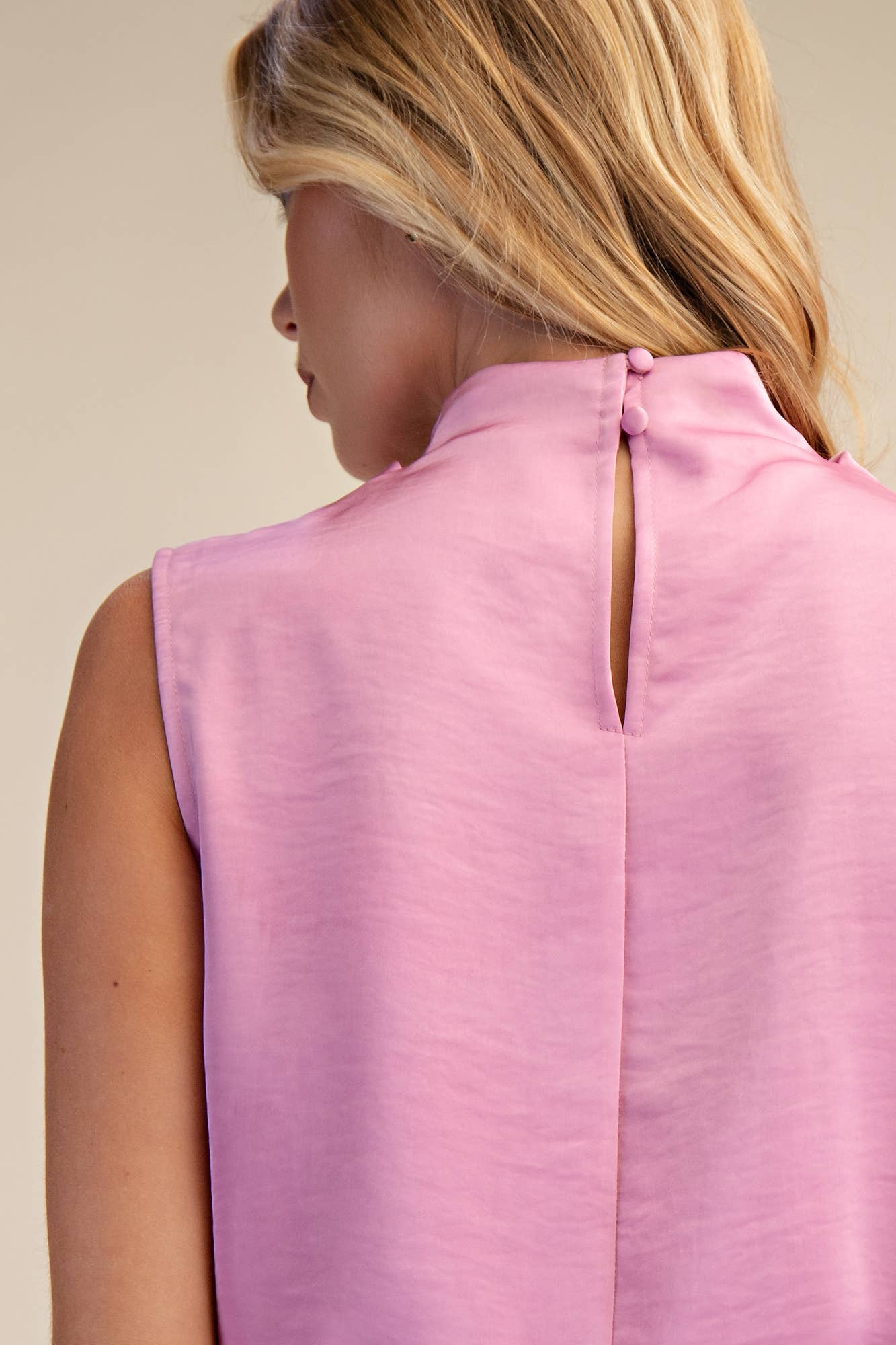 Draping High-Neck Sleeveless Top