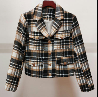 Camila Plaid Cropped Jacket