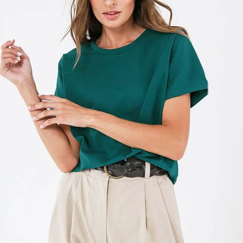 Cotton Crew Neck T-Shirt Short Sleeve Casual Top