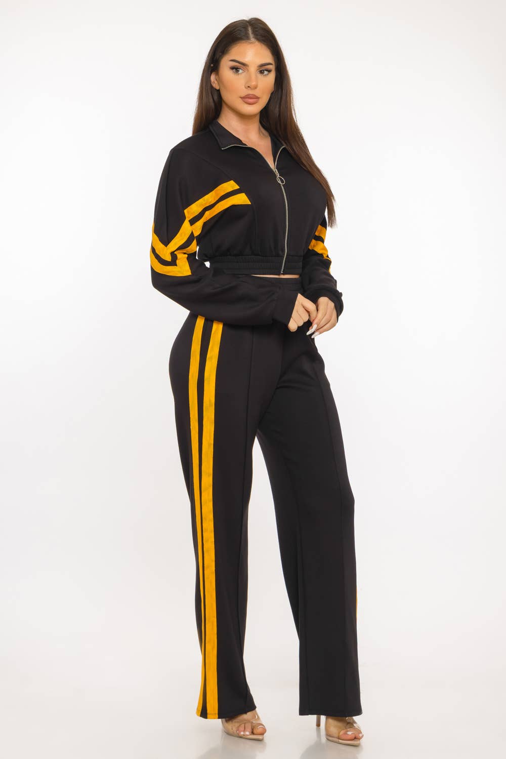 Scuba Sports Mesh Tape Front Zip Up Jacket And Pants Set