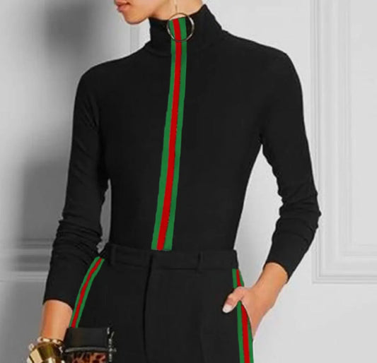 The Icon Stripe Mock-Neck Top