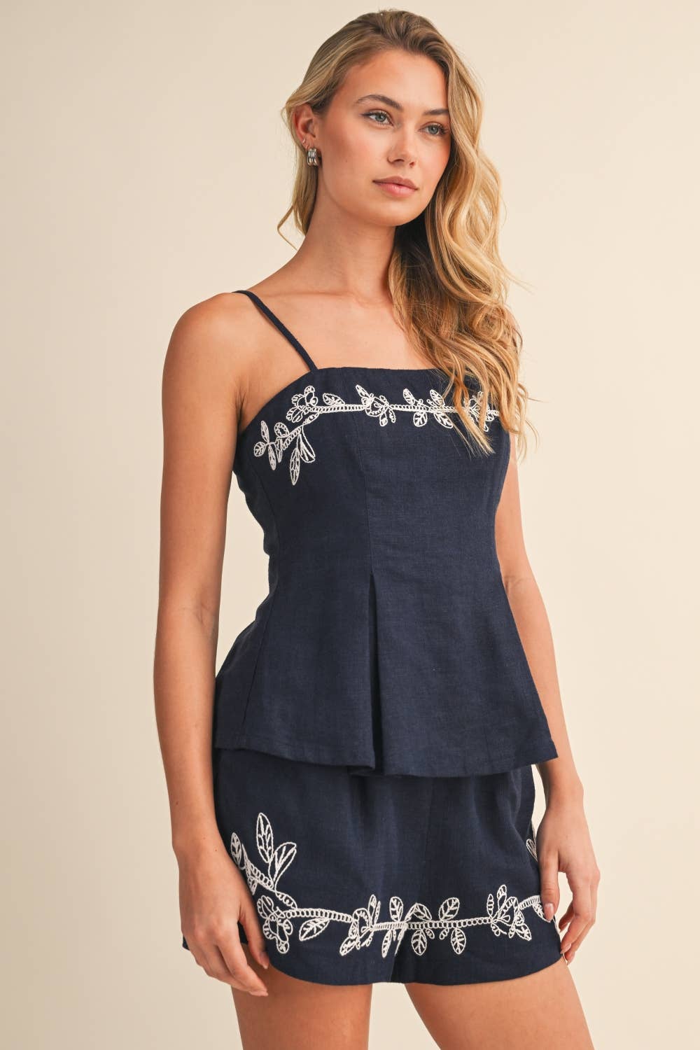 Valentina Embroidered shorts Set