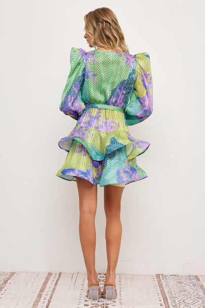 Megan Tiered Flare Dress with Puff Sleeve