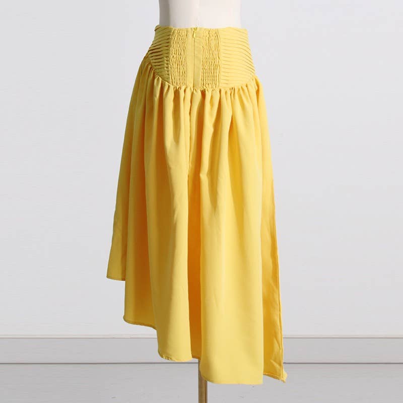 SET083 Sultry Wrap-Top & Pleated Skirt Ensemble