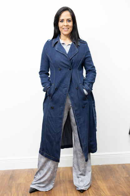 Power Denim Trench Coat