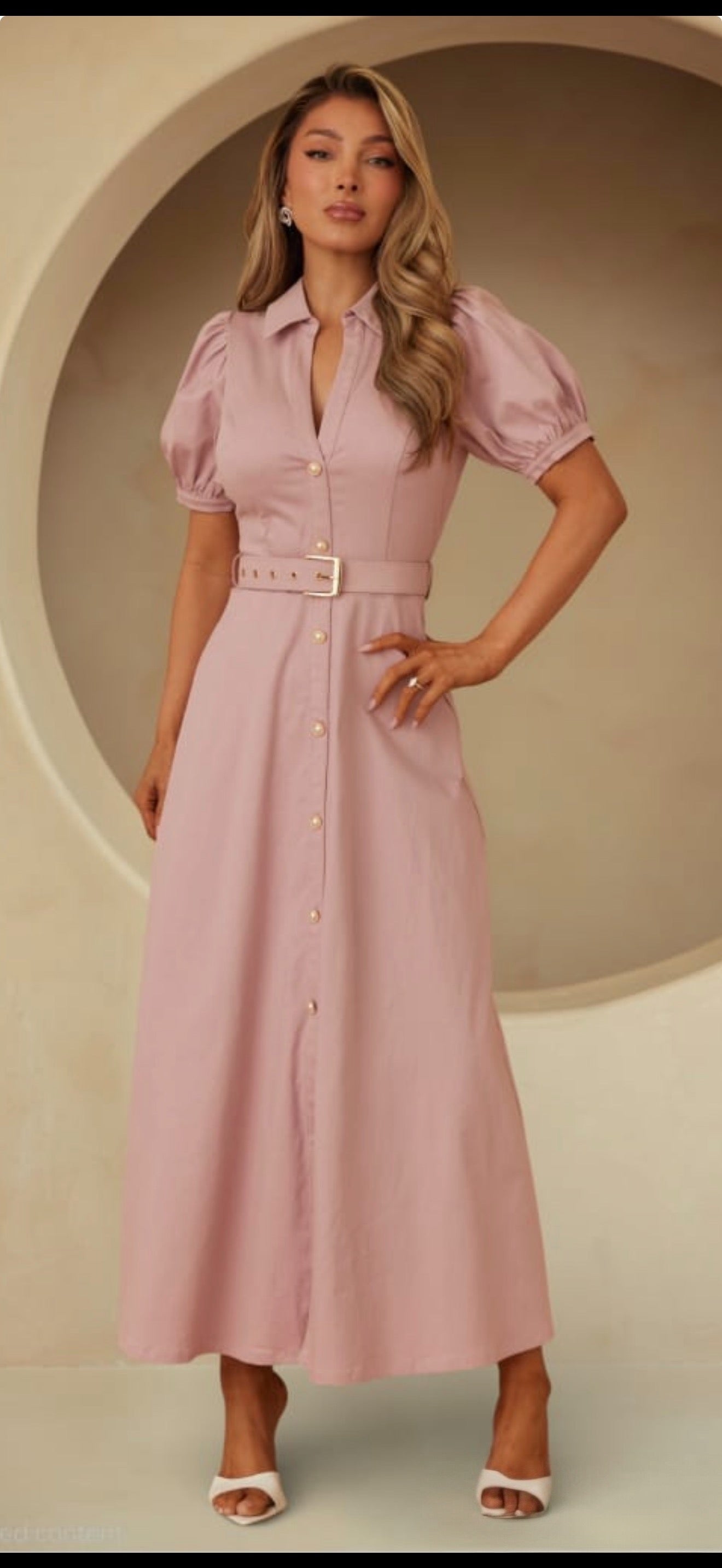 Rosé Sovereign Belted Dress