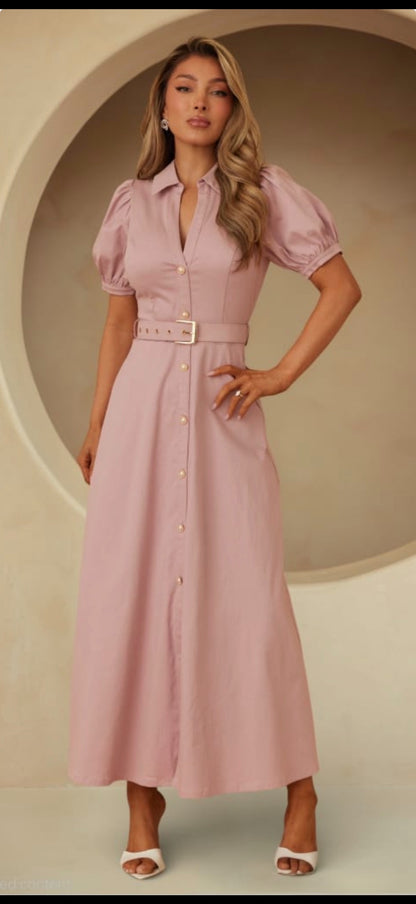 Rosé Sovereign Belted Dress