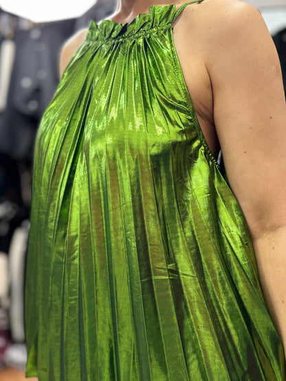 Emerald Glow Pleated Top