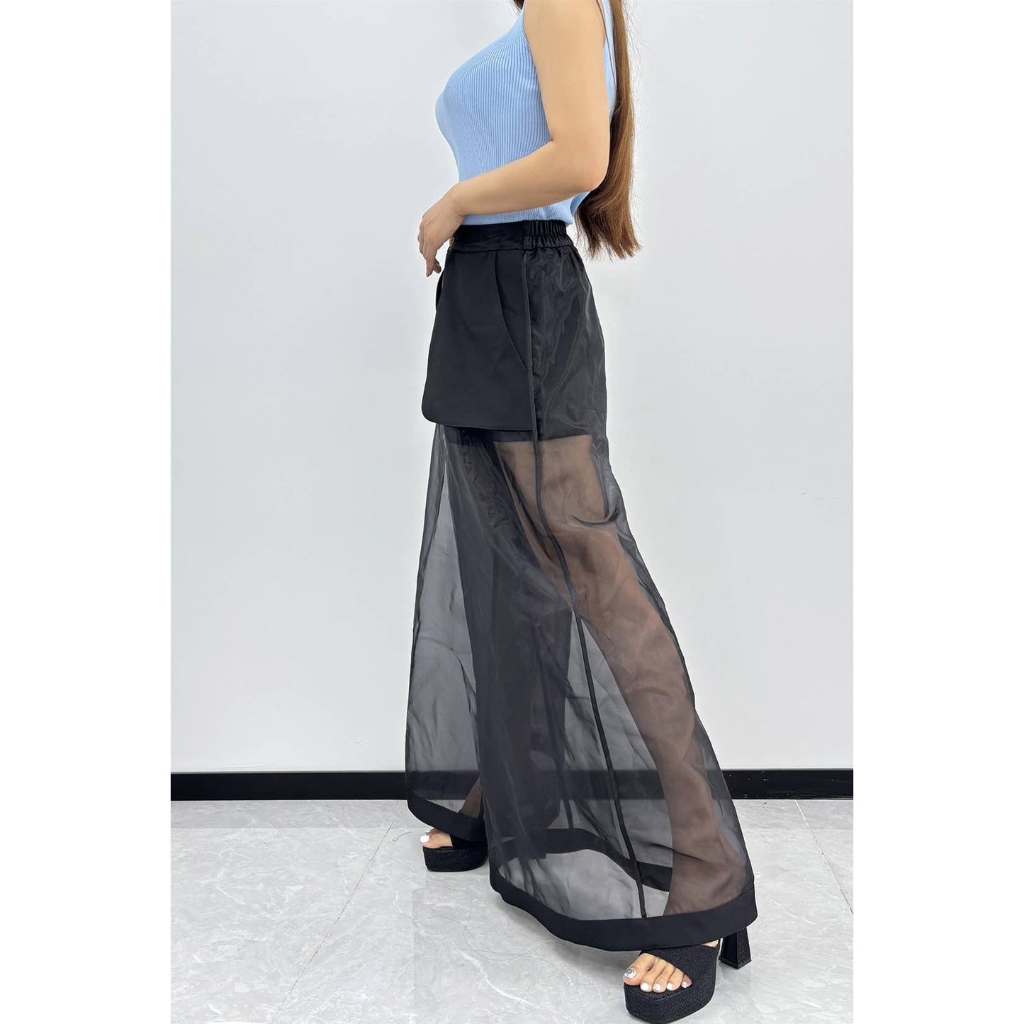 Midnight Illusion Sheer Palazzo Pants