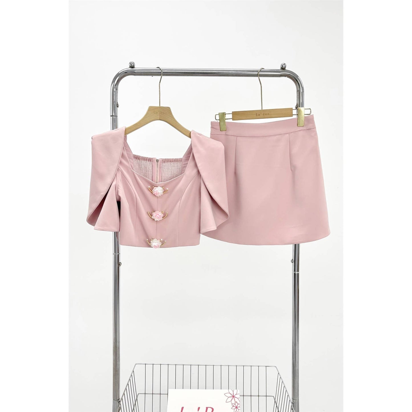 Floral Button Crop Top and Mini Skirt Set