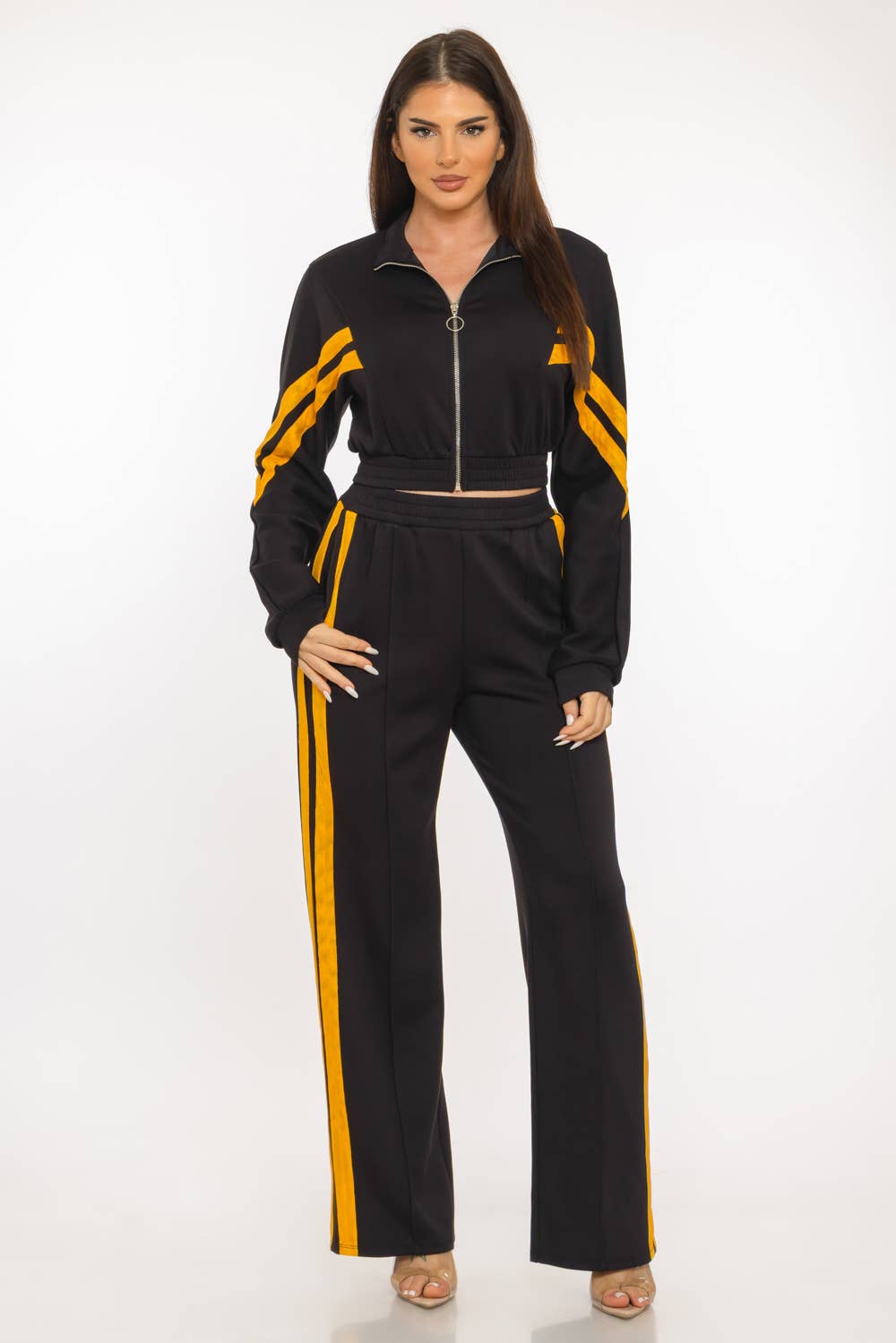 Scuba Sports Mesh Tape Front Zip Up Jacket And Pants Set