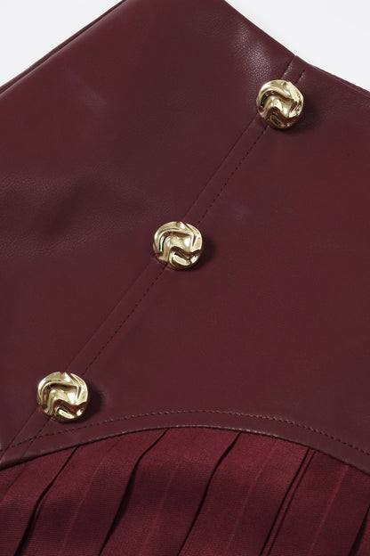 Faux Leather Pleated Midi Skirt