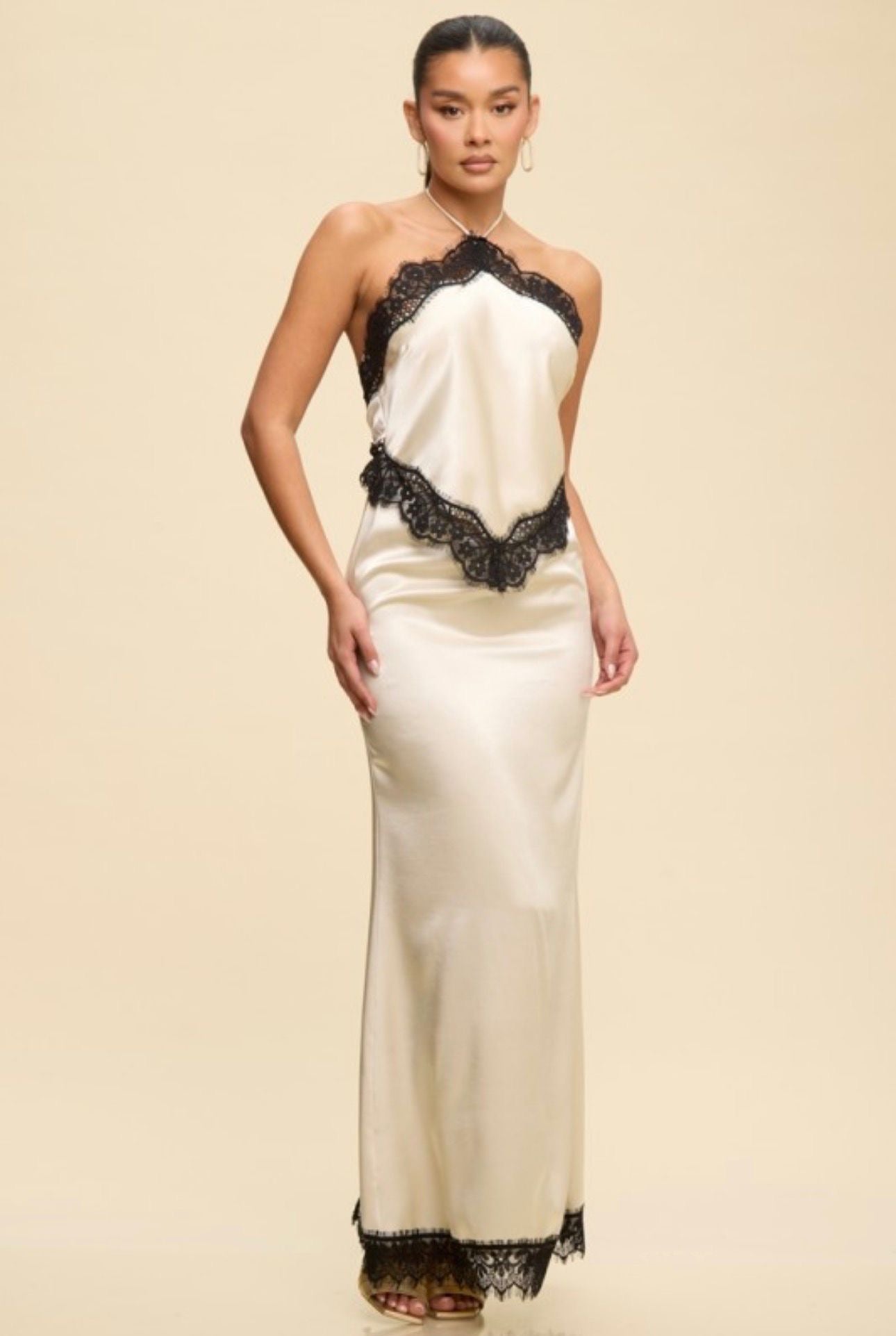 Celestia Lace Satin Gown
