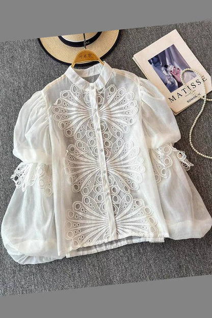 PUFF SLEEVE LACE BLOUSE
