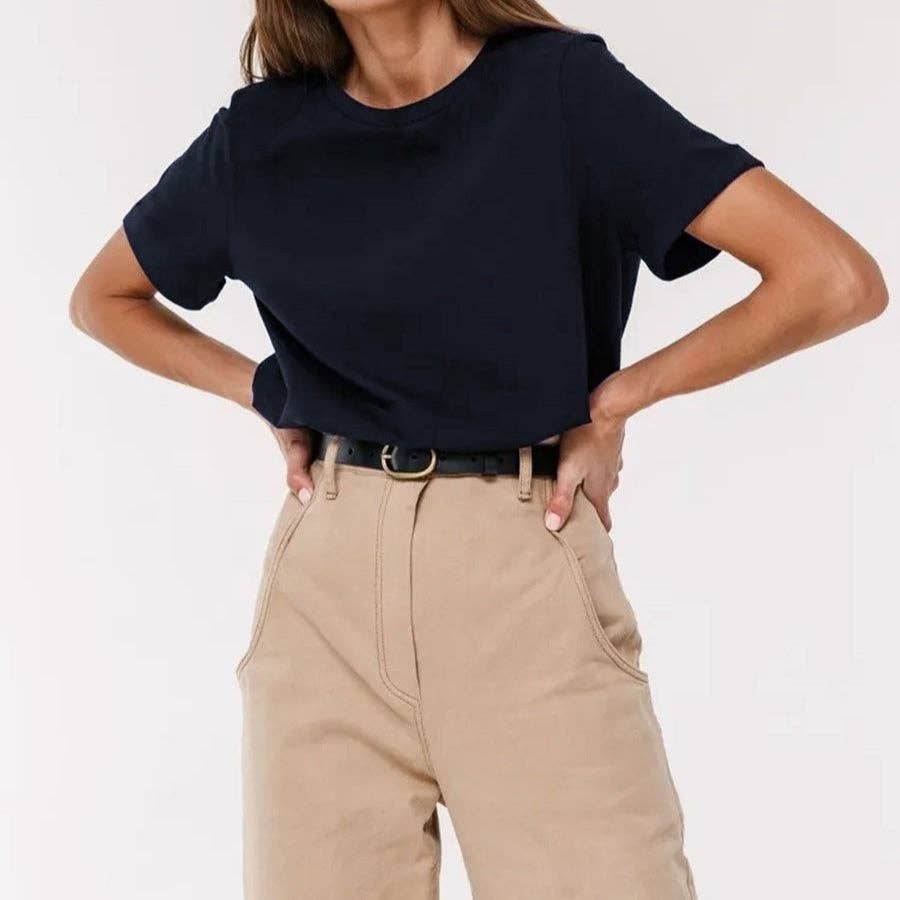 Cotton Crew Neck T-Shirt Short Sleeve Casual Top