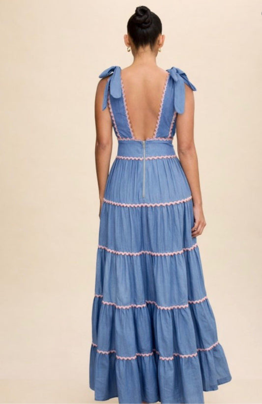 Celeste Amour Denim Maxi Dress