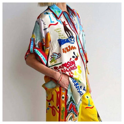 Stylish Printed Short Sleeve Pants Set