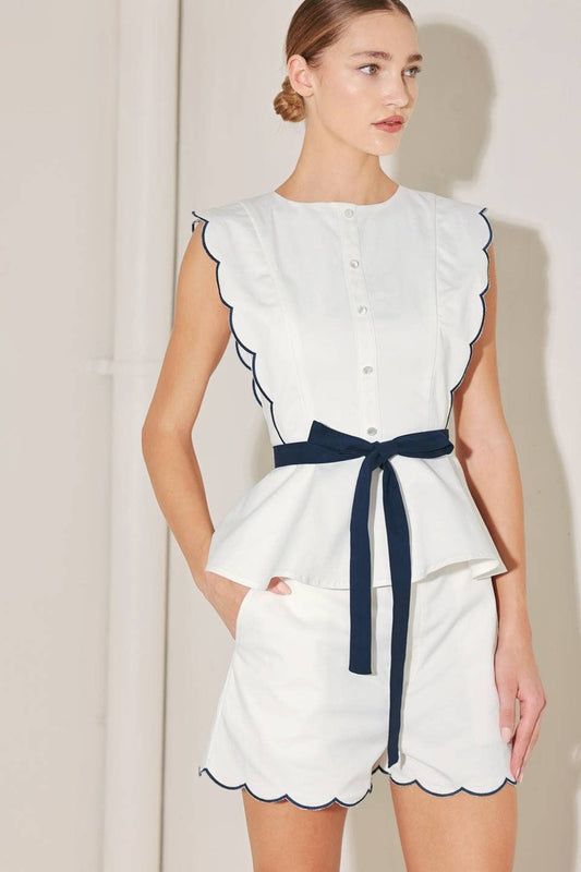 A solid woven top - FT1771-B