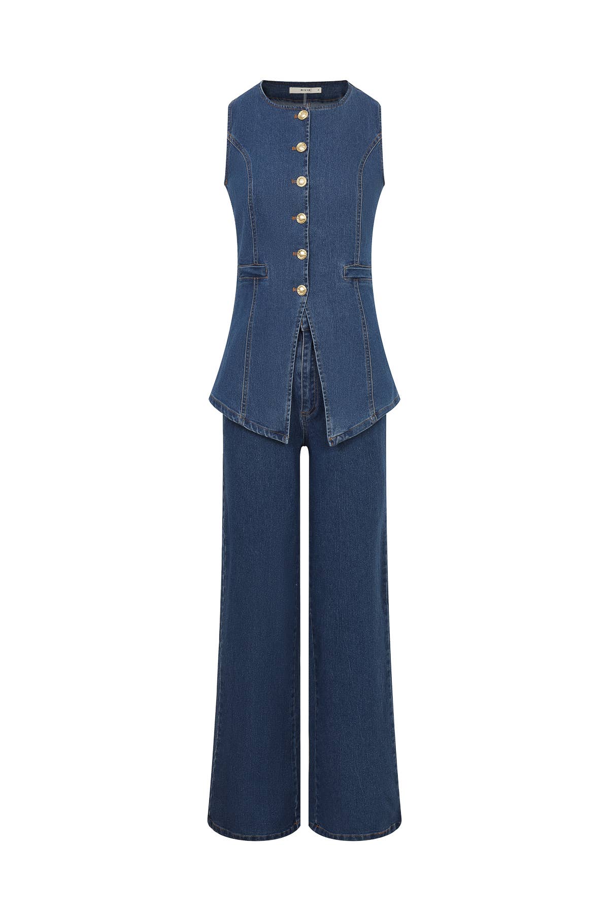 Rodeo Run Denim Long Vest Set