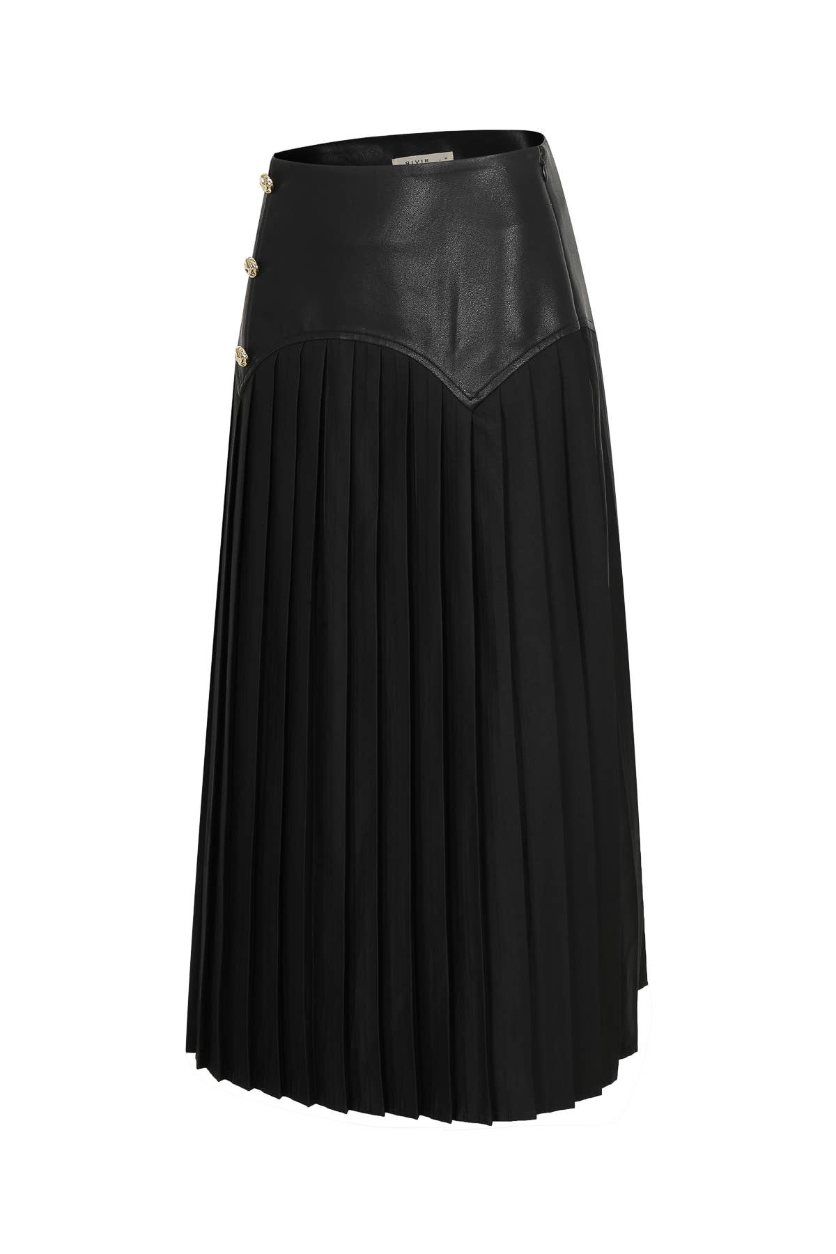 Faux Leather Pleated Midi Skirt