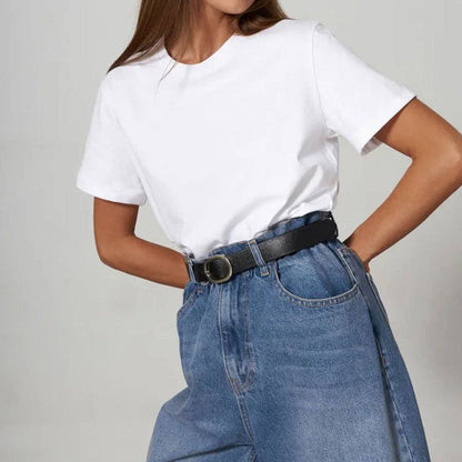 Cotton Crew Neck T-Shirt Short Sleeve Casual Top