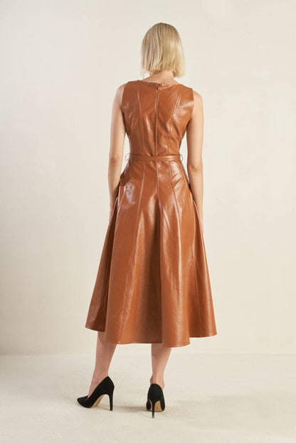 AD faux leather midi dress