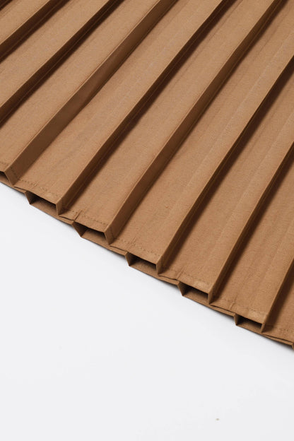 Faux Leather Pleated Midi Skirt