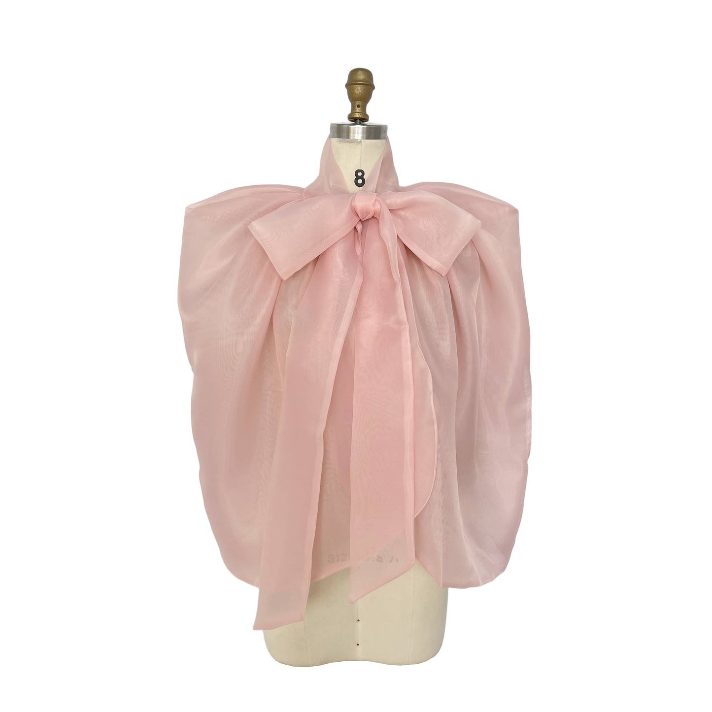 Sheer Organza Bow Tie Cape-Style Blouse