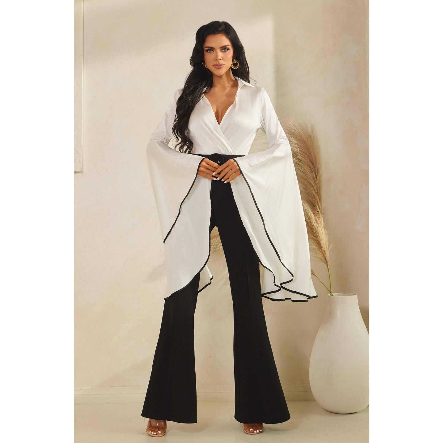 DRAMATIC LONG SLEEVE JUMPSUIT