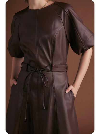 Karina faux leather long dress