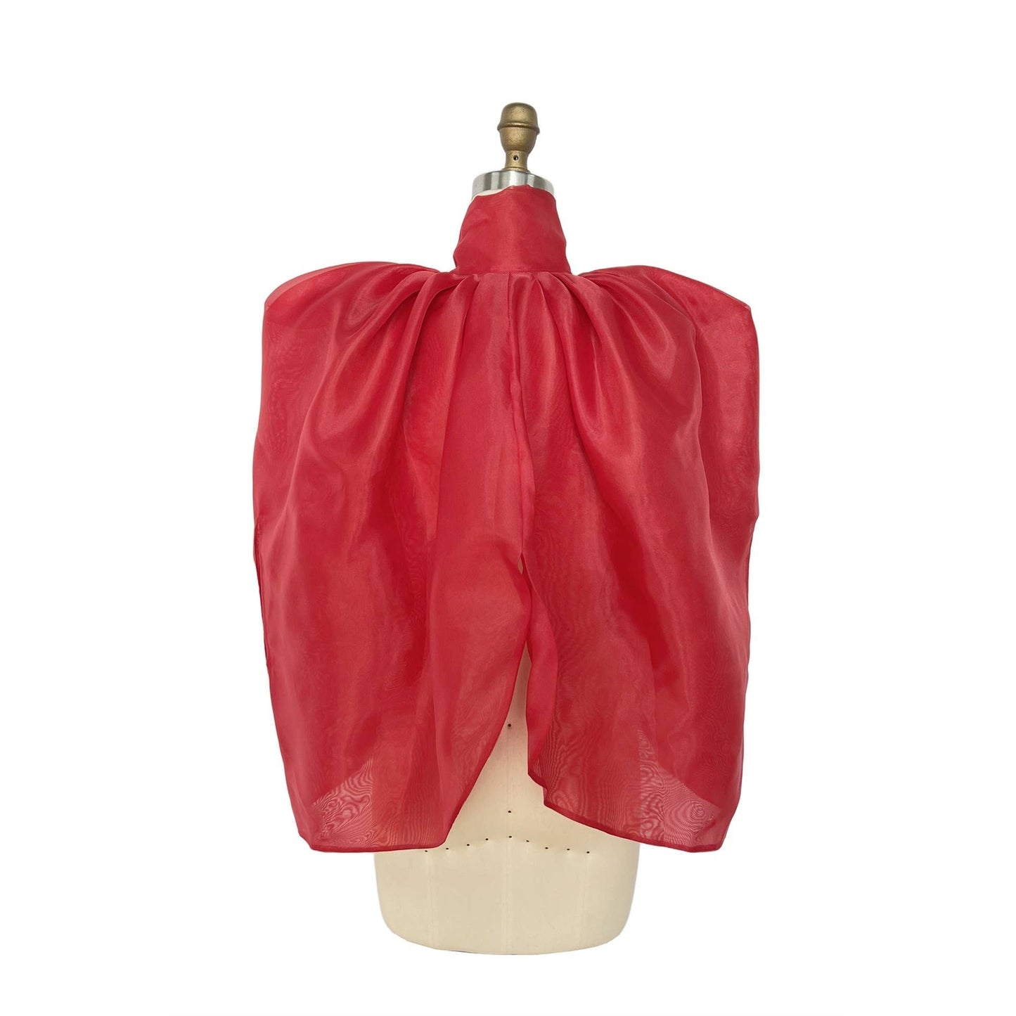 Sheer Organza Bow Tie Cape-Style Blouse