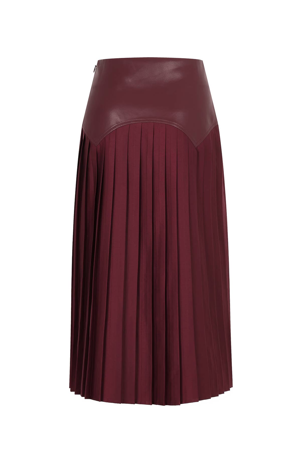 Faux Leather Pleated Midi Skirt