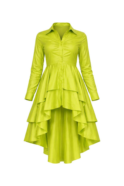 High Low Peplum Button Down dress