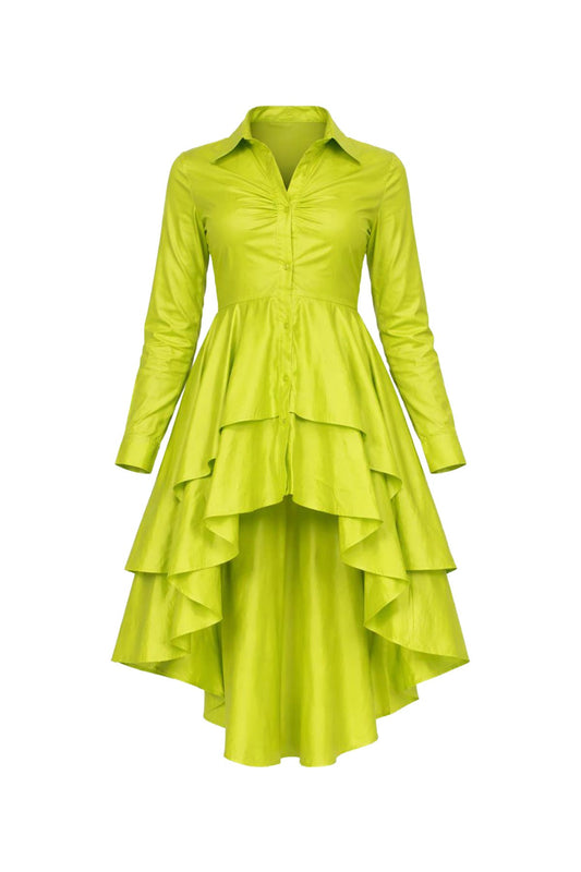 High Low Peplum Button Down dress