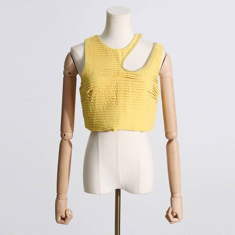 SET083 Sultry Wrap-Top & Pleated Skirt Ensemble