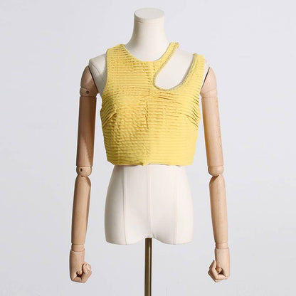 SET083 Sultry Wrap-Top & Pleated Skirt Ensemble